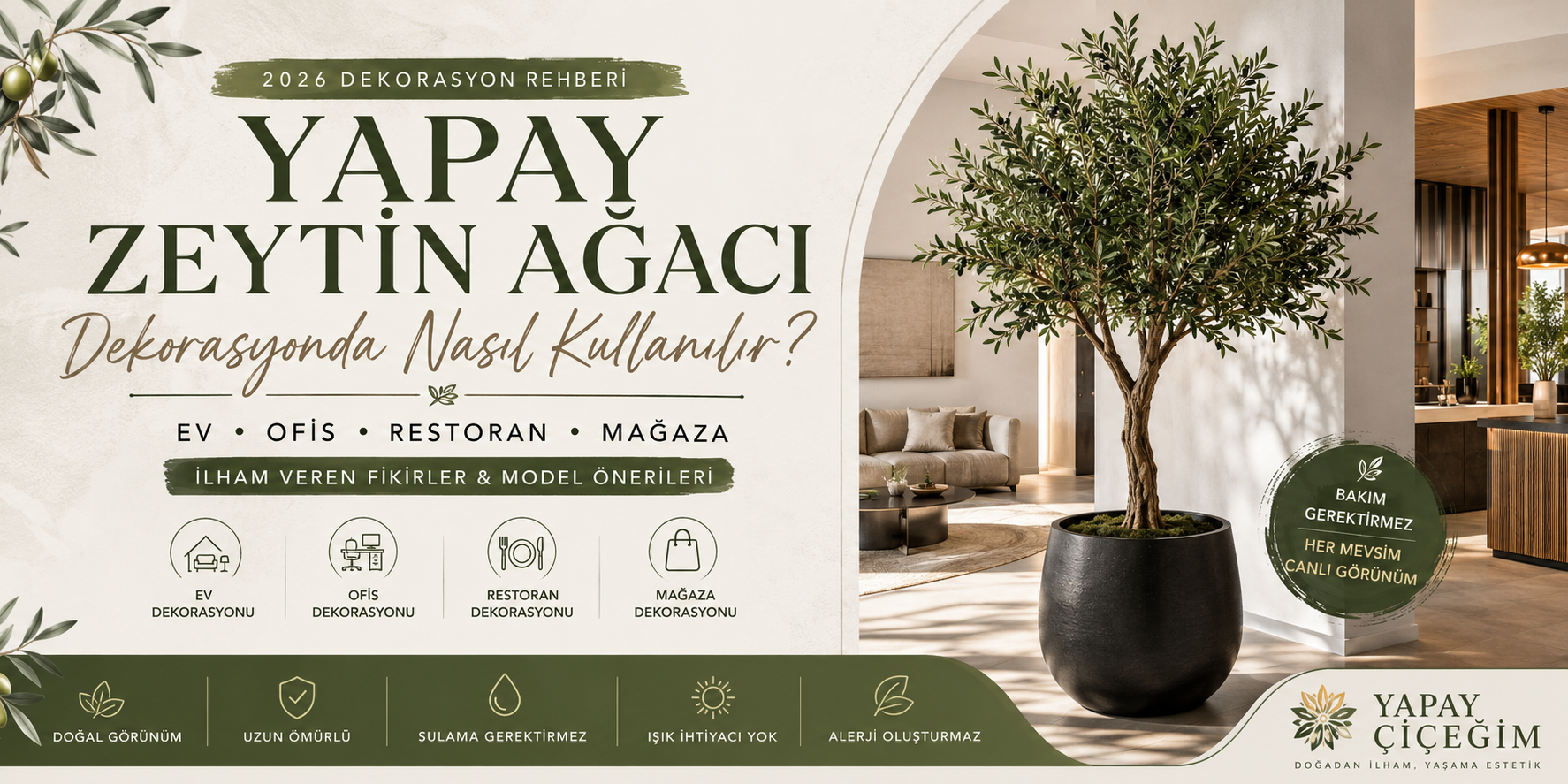Yapay Zeytin Ağacı Dekorasyonda Nasıl Kullanılır? 2026 Rehberi