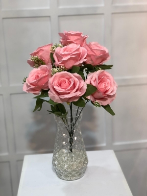 Pembe Kaliteli Yapay Cipsolu Gül Demeti