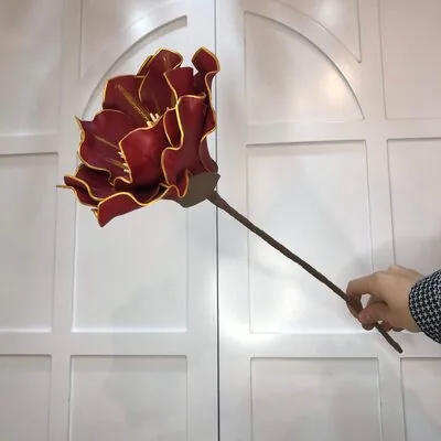 B&uuml;y&uuml;k Zambak &Ccedil;i&ccedil;eği - Bordo Gold K&ouml;p&uuml;k &Ccedil;i&ccedil;ek - Yapay &Ccedil;i&ccedil;ek