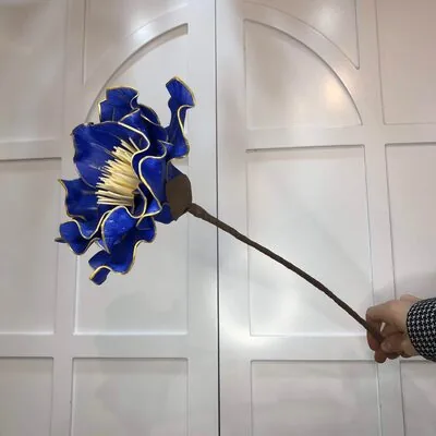 B&uuml;y&uuml;k Zambak &Ccedil;i&ccedil;eği - Saks Mavisi Gold K&ouml;p&uuml;k &Ccedil;i&ccedil;ek - Yapay &Ccedil;i&ccedil;ek
