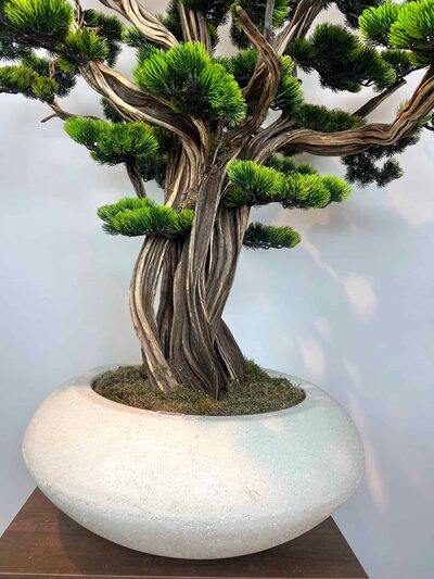 Süper Lüks Yapay Bonzai Ağacı – Dekoratif Ofis ve Ev Bonsai Modeli saksı detayı