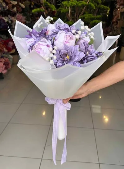Mor G&uuml;ll&uuml; &Ccedil;i&ccedil;ek Buketi
