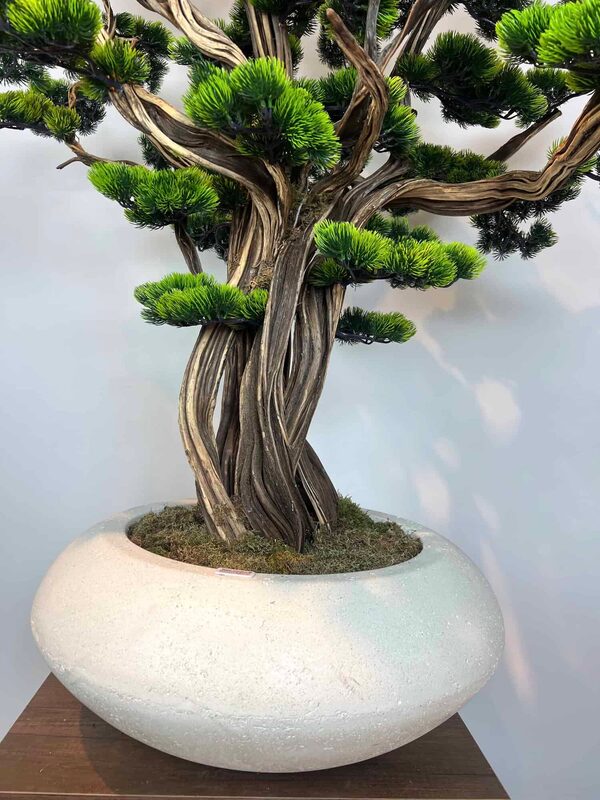 Süper Lüks Yapay Bonzai Ağacı – Dekoratif Ofis ve Ev Bonsai Modeli saksı detayı