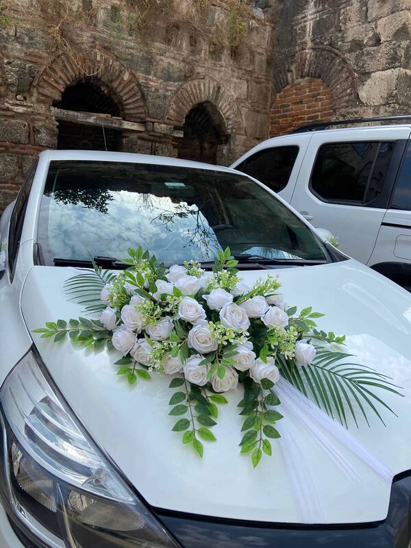 Beyaz Gül Araba Süsleme