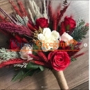 Kırmızı Kuru Çiçekli Gelin Çiçegi - Gelin En Buketi - 002