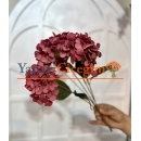 Pastel Yapay Ortanca Bordo Çiçek Demeti
