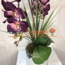 Mor İkili Orkide Garnitürlü Aynalı Vazo