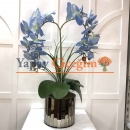 Mavi İkili Orkide Garnitürlü Aynalı Vazo