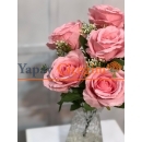 Pembe Kaliteli Yapay Cipsolu Gül Demeti
