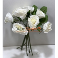 Beyaz Yapay Islak Gül - Gerçekçi Yapay Çiçekler