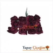 Bordo Kağıt Gül - Küçük Boy - 144 lü Paket - 12 Demet