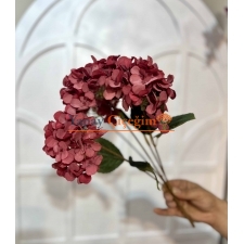 Pastel Yapay Ortanca Bordo Çiçek Demeti