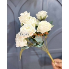 Krem Yapay Gül Vazo Çiçegi