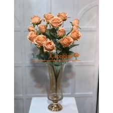 Uzun Saplı Turuncu Ekonomik Çoklu Gül Demeti