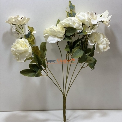 Açık Yapraklı Orta Boy Beyaz Yapay Şakayık Çiçek