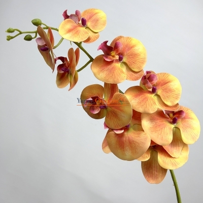 Turuncu Kahve Kırçıllı Yapay Islak Orkide
