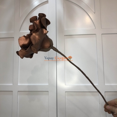 Büyük Zambak Çiçeği - Koyu Kahverengi Yaldızlı Köpük Çiçek - Yapay Çiçek