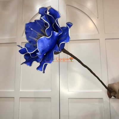 Büyük Zambak Çiçeği - Saks Mavisi Gümüş Köpük Çiçek - Yapay Çiçek