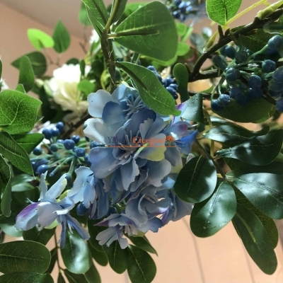 Mavi Bahar Dalı Yapraklı Garnitürlü