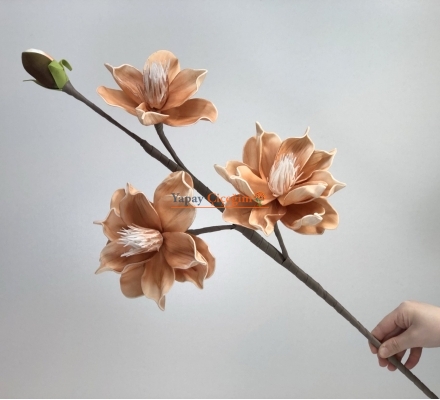 3 Kafa Büyük Zambak Çiçegi - Turuncu Köpük Çiçek - Yapay Çiçek