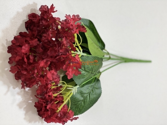 Kırmızı Küçük Yapraklı Büyük Ortanca Yapay Çiçek - 2028
