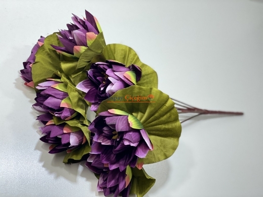 Mor Nülüfer Yapay Çiçek Demeti - 2265