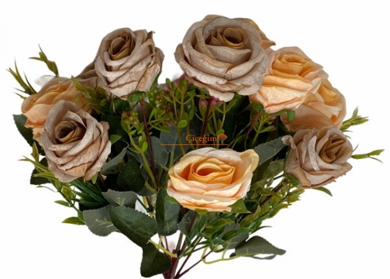 Orta Boy Kahverengi Gül Yapay Çiçek