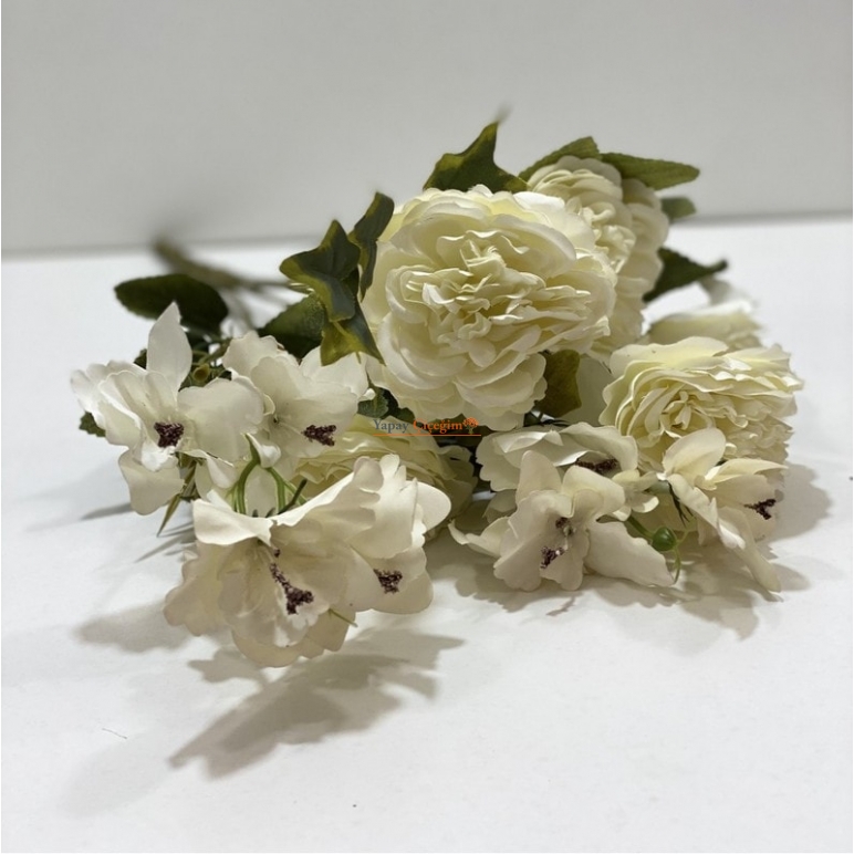 Açık Yapraklı Orta Boy Beyaz Yapay Şakayık Çiçek