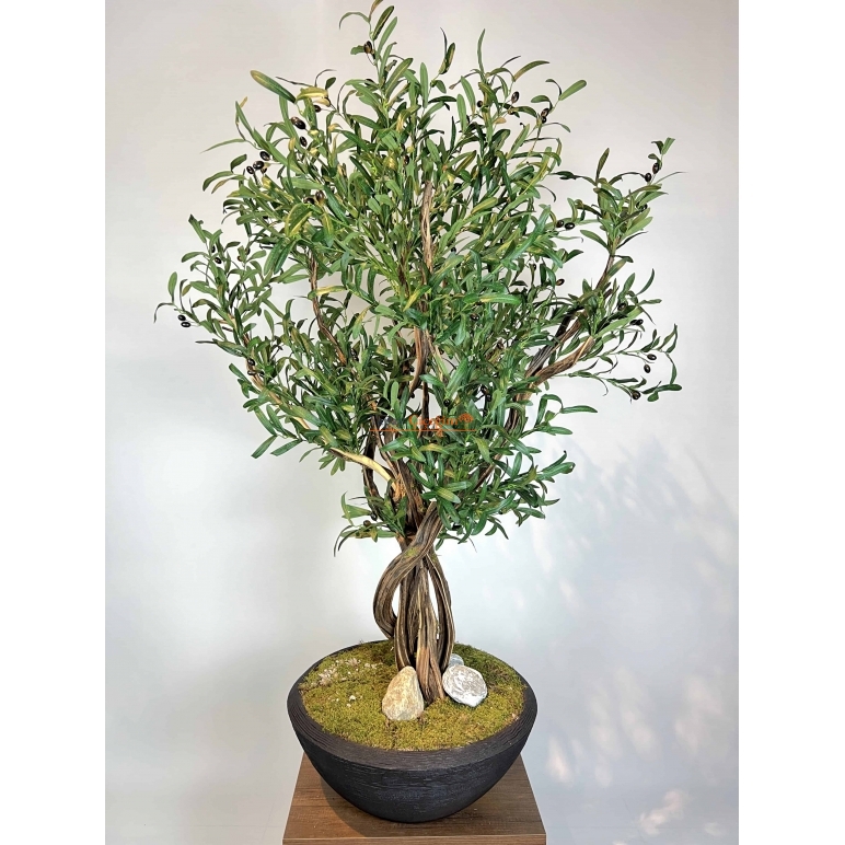 Siyah Saksılı Premium Yapay Zeytin Ağacı