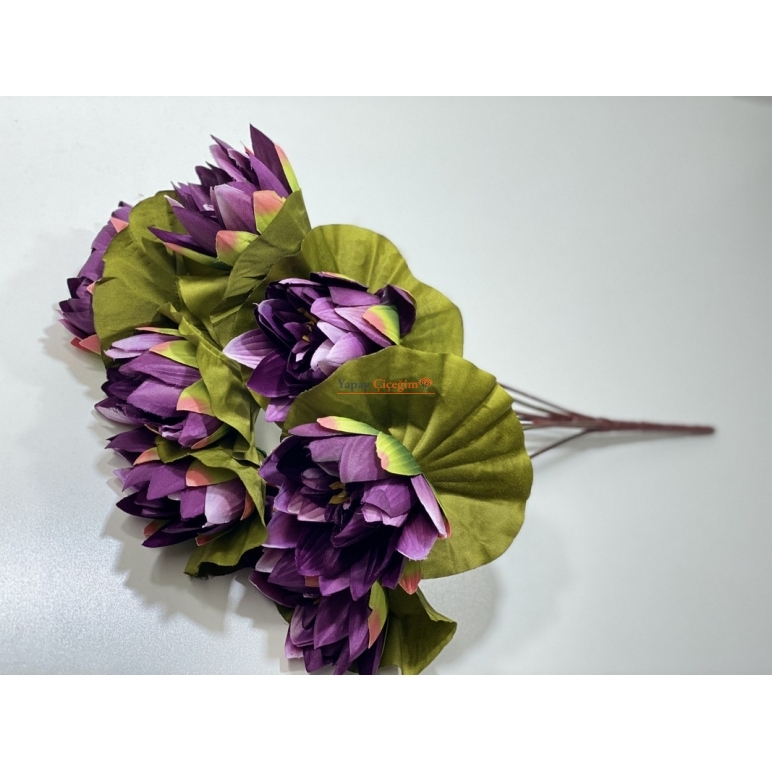 Mor Nülüfer Yapay Çiçek Demeti - 2265