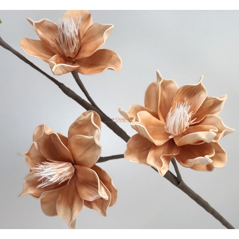 3 Kafa Büyük Zambak Çiçegi - Turuncu Köpük Çiçek - Yapay Çiçek