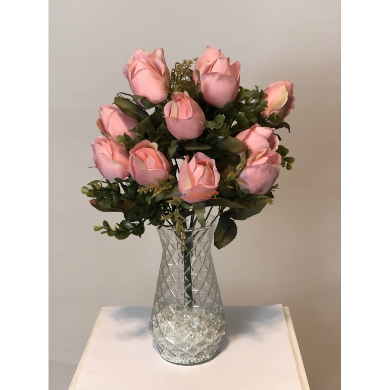 12'li Soft Pembe Tomurcuk Gül