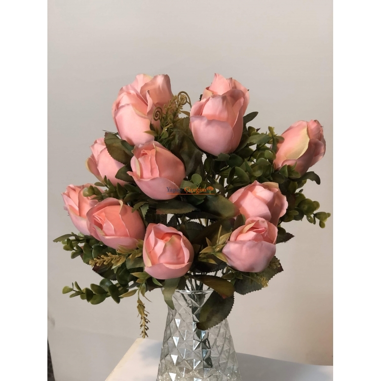 12'li Soft Pembe Tomurcuk Gül