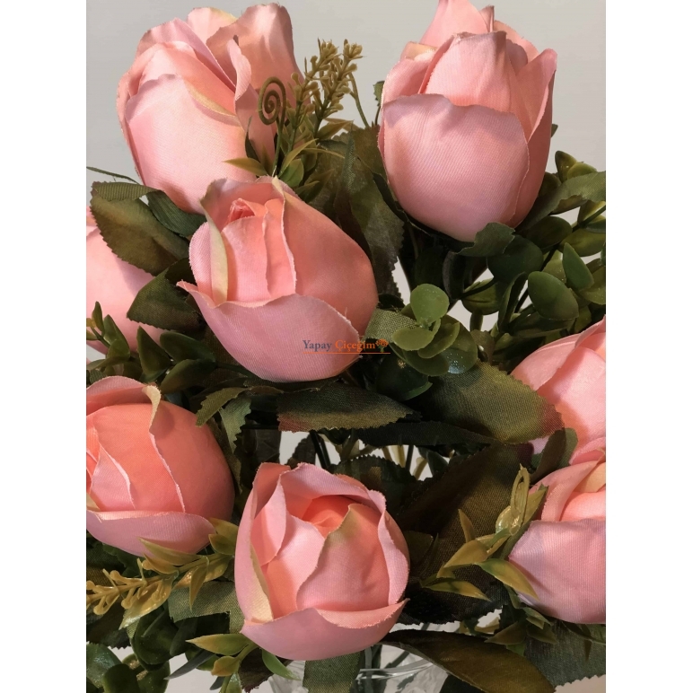 12'li Soft Pembe Tomurcuk Gül