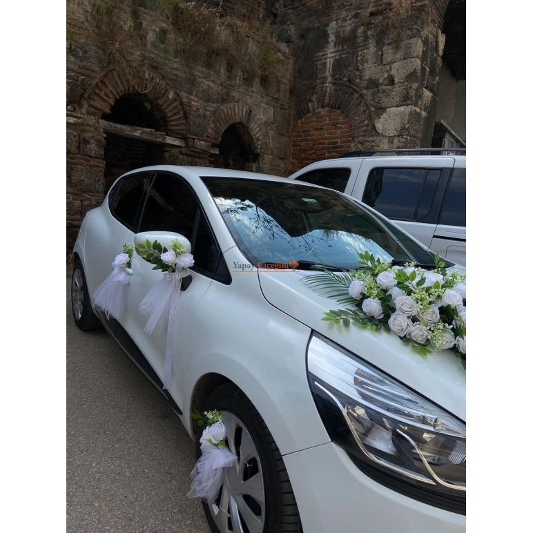 Beyaz Gül Araba Süsleme
