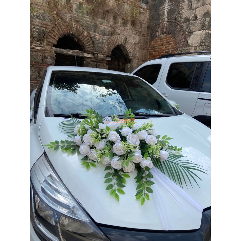 Beyaz Gül Araba Süsleme