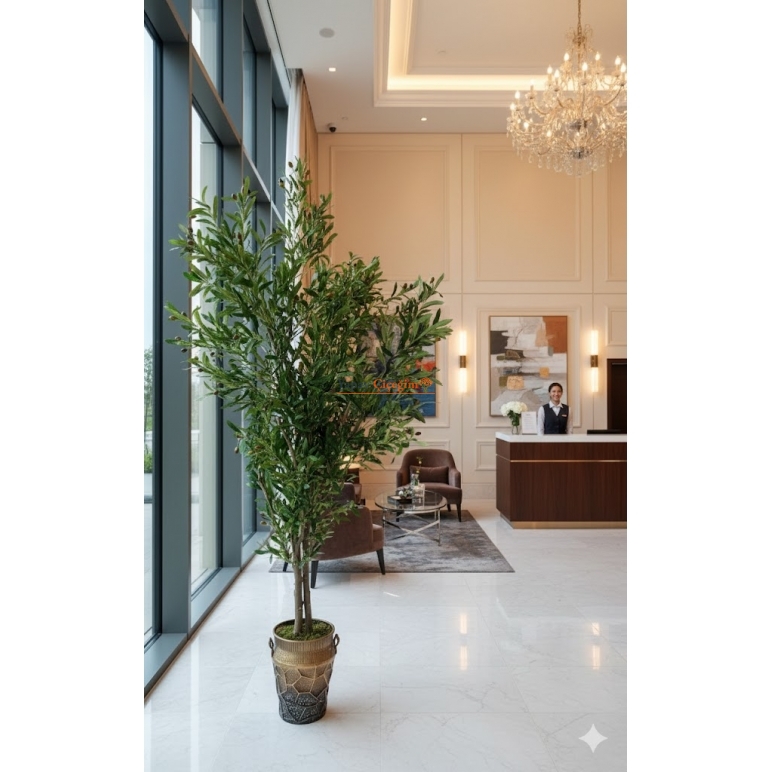 metal saksılı zeytin ağacı